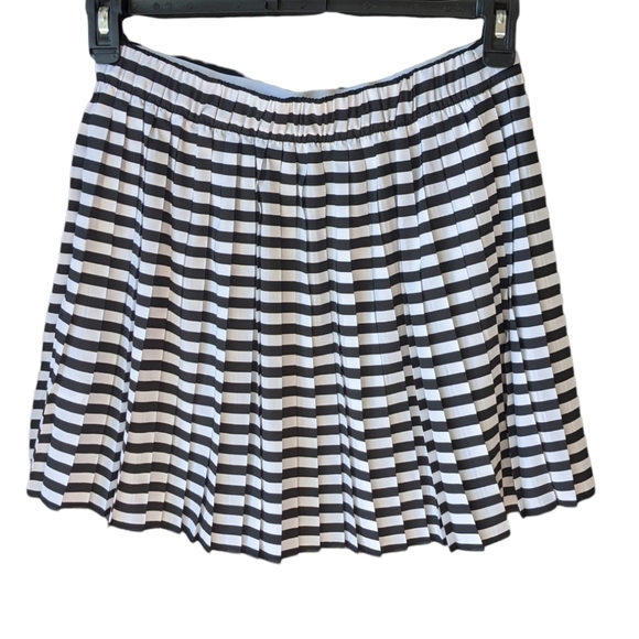 Candie's Black and White Striped Skirt Pleated Retro Dark Acadamia Size M - Picture 2 of 5